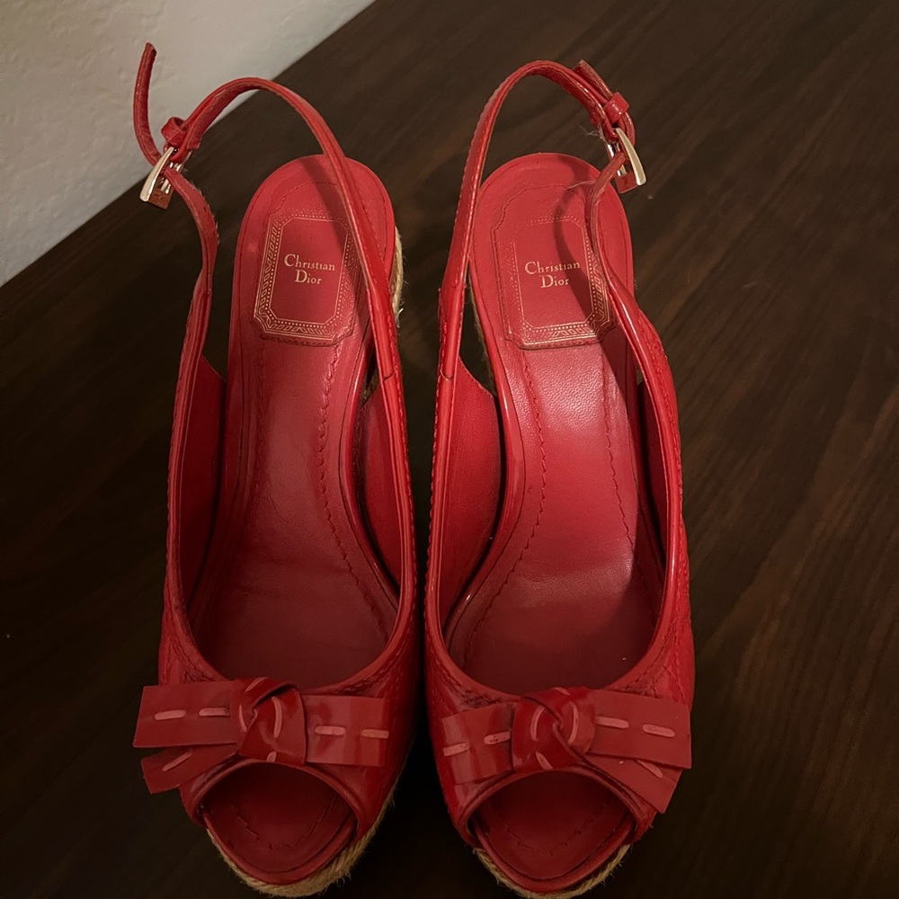 Christian Dior Red Wedge Sandals
